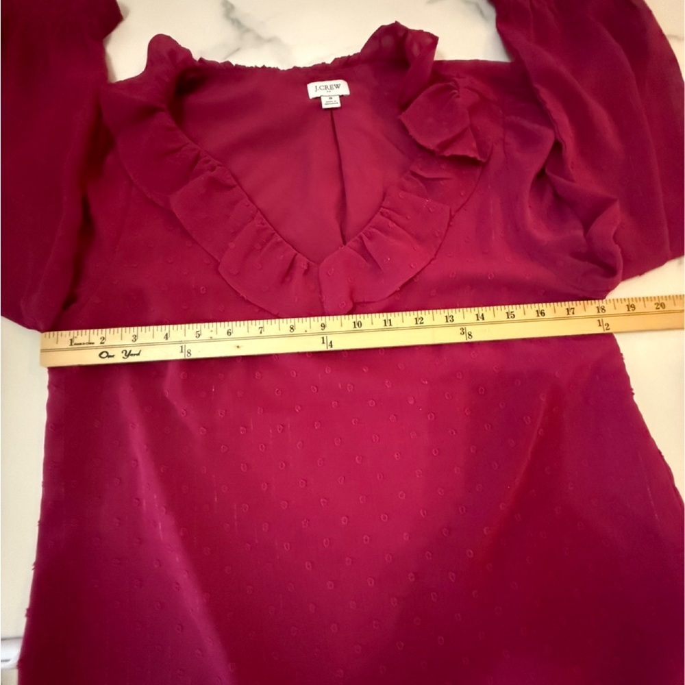 J. Crew Pink Wine colored Swiss Dot Long Sleeve Top. Small Small - Picture 2 of 6